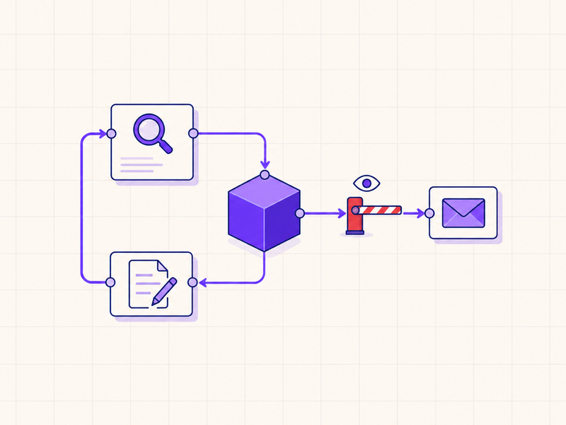 An AI agent using tools with an approval gate before taking an external action